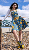 Run and Fly Sun and Moon Print Flared Pinafore Dress