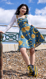 Run and Fly Sun and Moon Print Flared Pinafore Dress