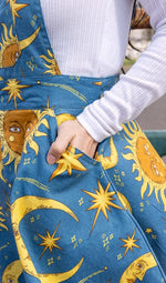 Run and Fly Sun and Moon Print Flared Pinafore Dress
