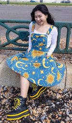 Run and Fly Sun and Moon Print Flared Pinafore Dress
