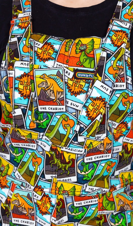 Dinosaur Tarot Stretch Twill Cotton Dungarees by Run and Fly