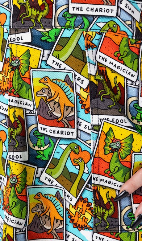 Dinosaur Tarot Stretch Twill Cotton Dungarees by Run and Fly