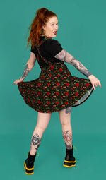 Run and Fly Retro Tattoo Print Flared Pinafore Dress