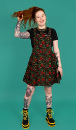 Run and Fly Retro Tattoo Print Flared Pinafore Dress