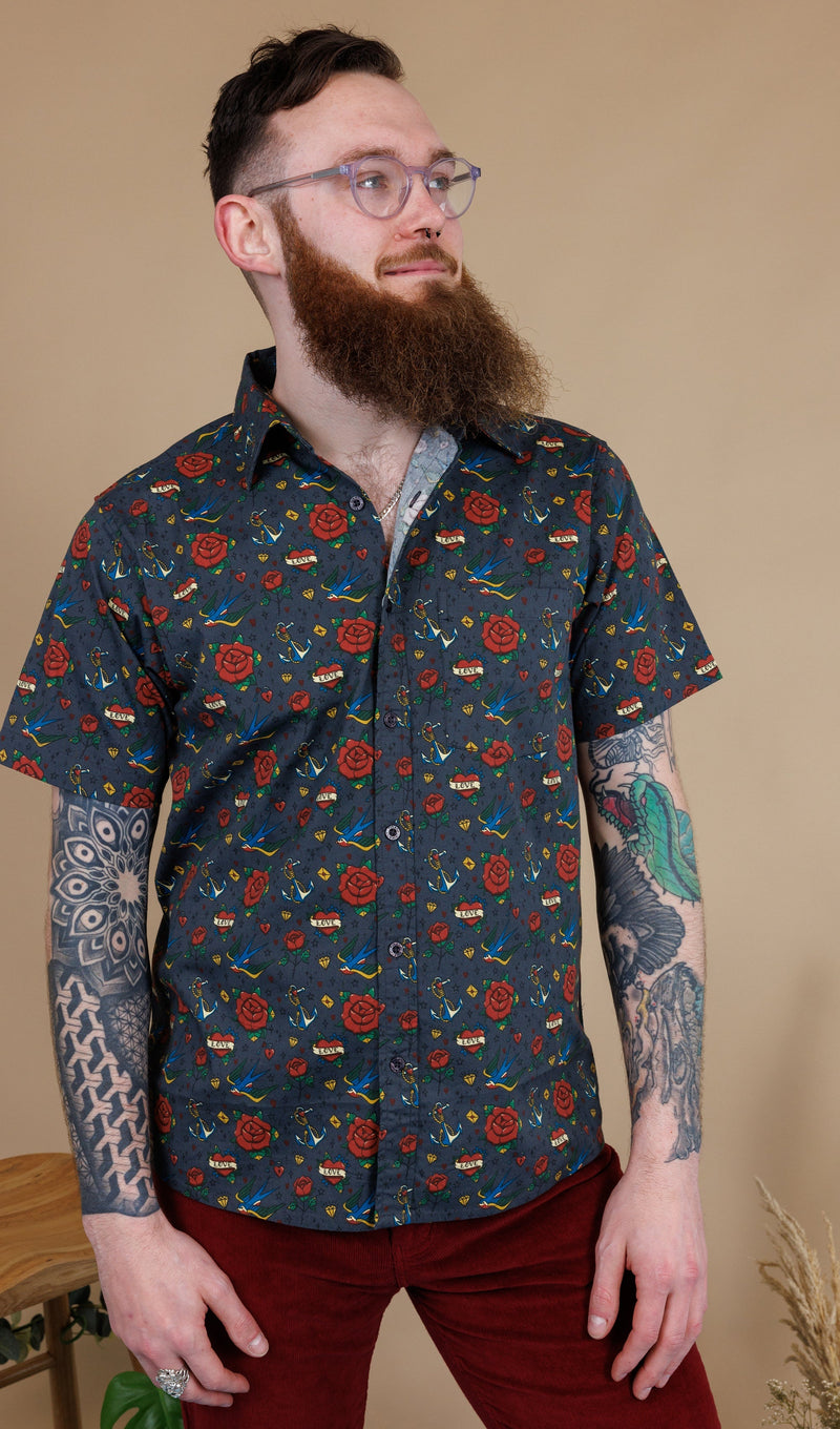 Retro Tattoo Print Shirt by Run and Fly