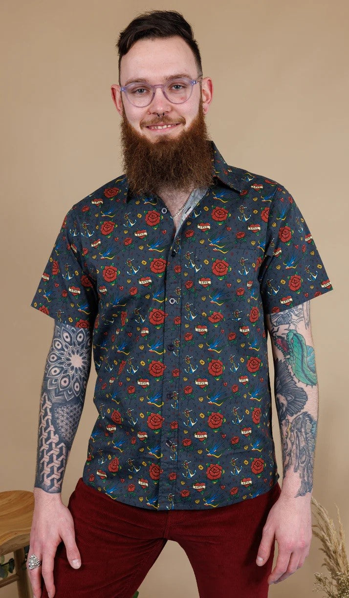 Retro Tattoo Print Shirt by Run and Fly