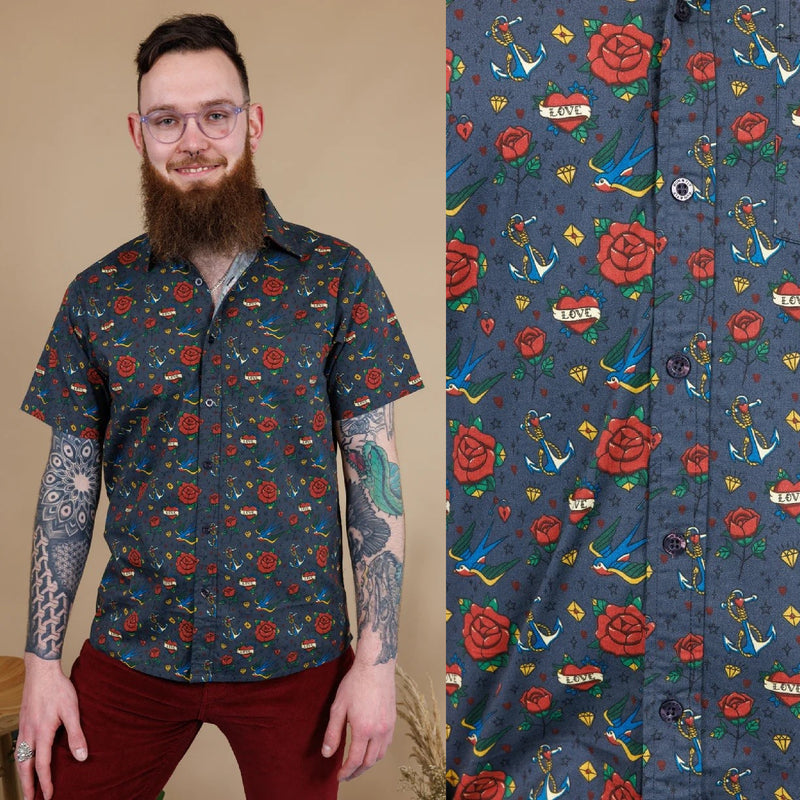 Retro Tattoo Print Shirt by Run and Fly