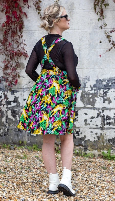 Run and Fly Black Tiger Lily Flared Pinafore Dress