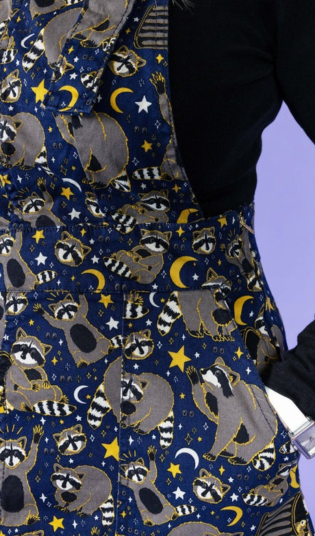 Trash Pandas Raccoon Print Dungaree Pinafore Dress by Run and Fly