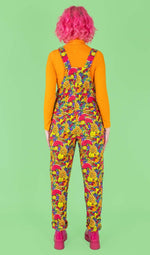 Run and Fly Tutti Frutti Tropical Fruit Print Stretch Twill Cotton Dungarees