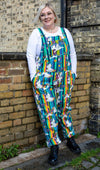 Unicorn Stripes Print Stretch Twill Cotton Dungarees by Run and Fly