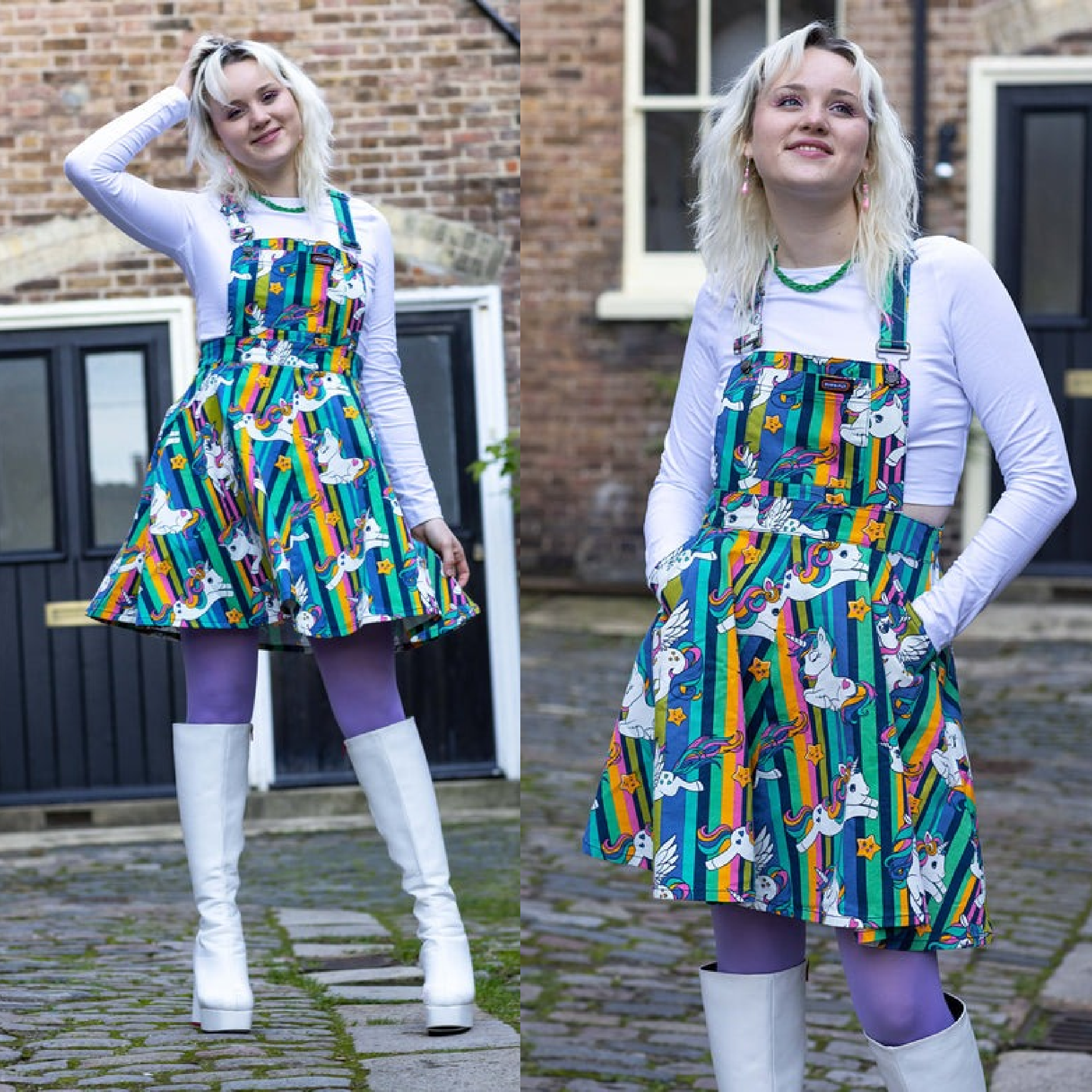 Dungaree skater dress outlet