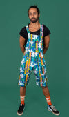 Unicorn Stripe Print Shorts Dungarees in Twill Cotton by Run and Fly