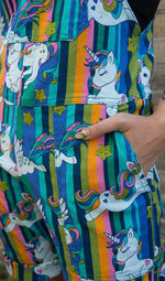 Unicorn Stripe Print Shorts Dungarees in Twill Cotton by Run and Fly