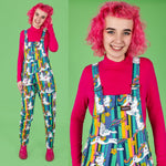 Unicorn Stripes Print Stretch Twill Cotton Dungarees by Run and Fly