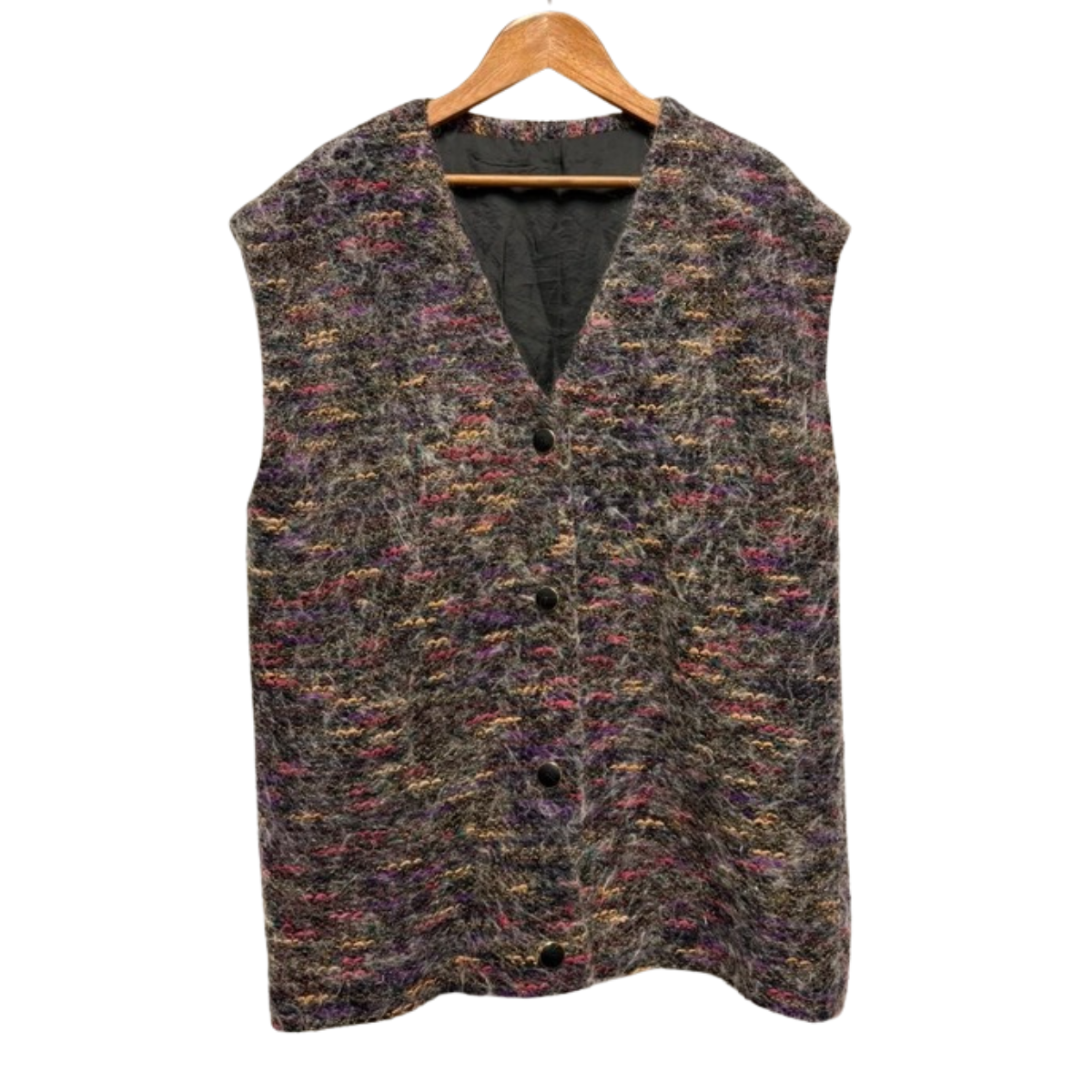 Vintage Sweater Vest L 14 16 Sleeveless Cardigan Cosy Chunky Knit