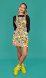 Run and Fly X Katie Abey Weird and Wonderful Print Dungaree Pinafore Dress