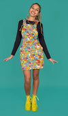 Run and Fly X Katie Abey Weird and Wonderful Print Dungaree Pinafore Dress