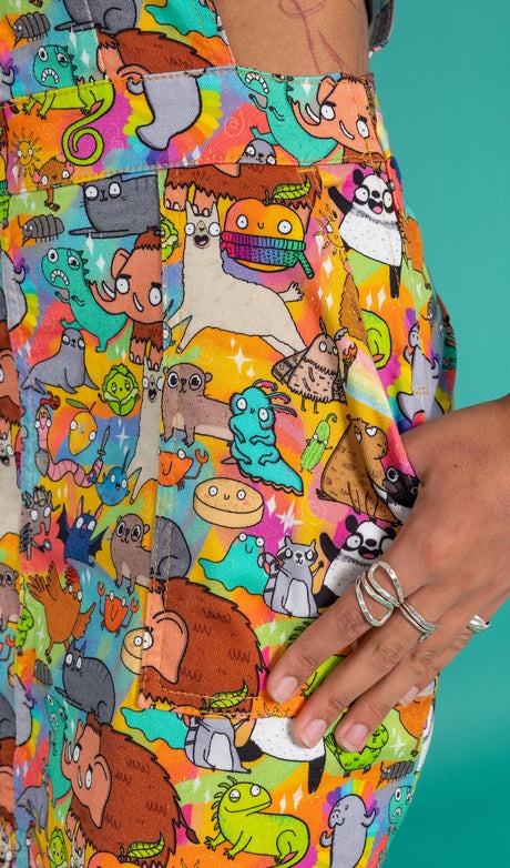 Run and Fly X Katie Abey Weird and Wonderful Print Dungaree Pinafore Dress