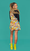 Run and Fly X Katie Abey Weird and Wonderful Print Dungaree Pinafore Dress