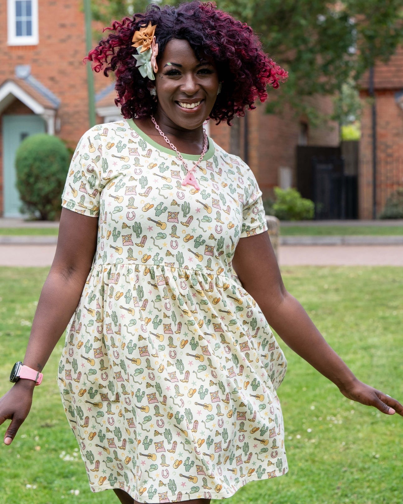 Cowboy Print Smock Dress with Pockets by Rebel Romance