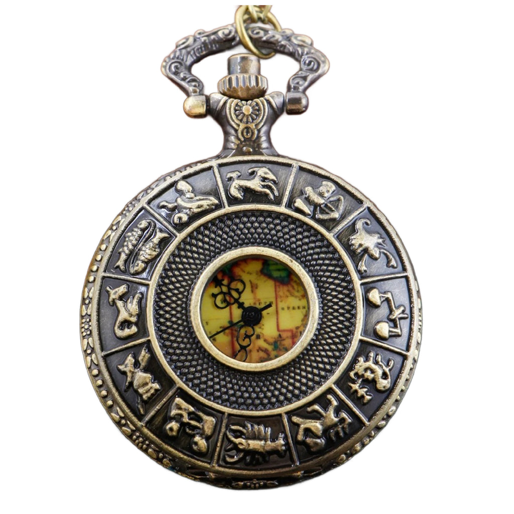 Zodiac Symbols Quartz Pocket Watch