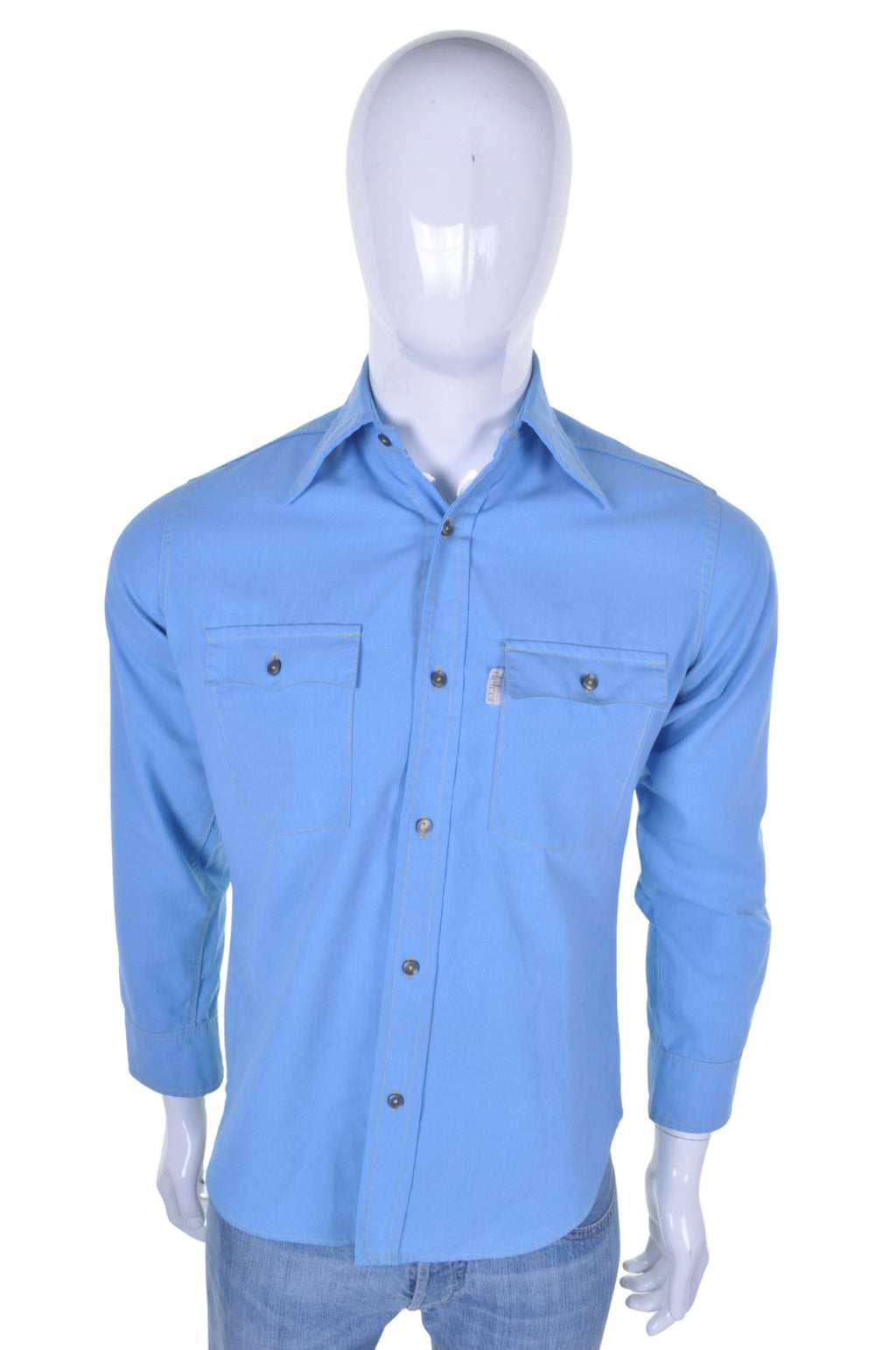 70s Blue Safari Shirt S - Minimum Mouse