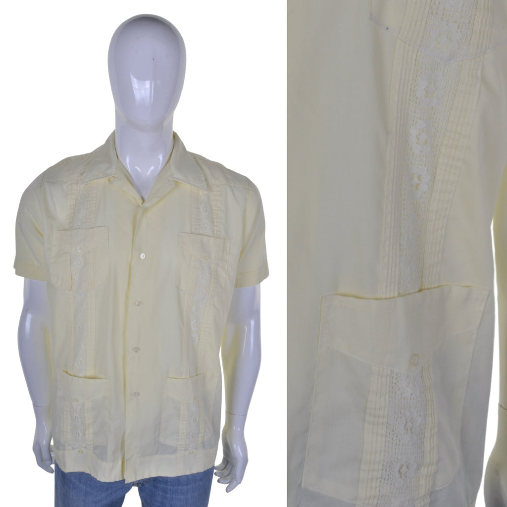 70s Guayabera Hawaiian Shirt S - Minimum Mouse