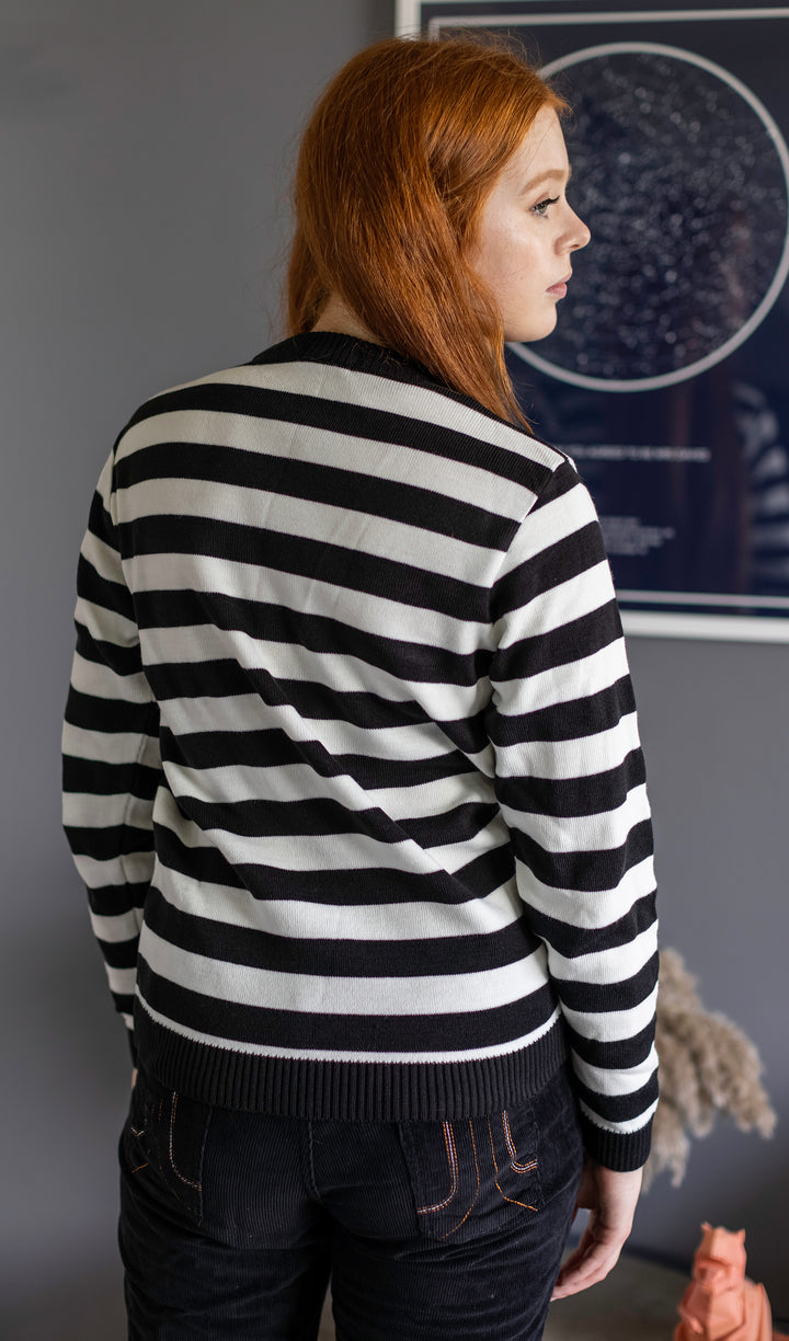 Black and White Stripe Jumper by Run and Fly