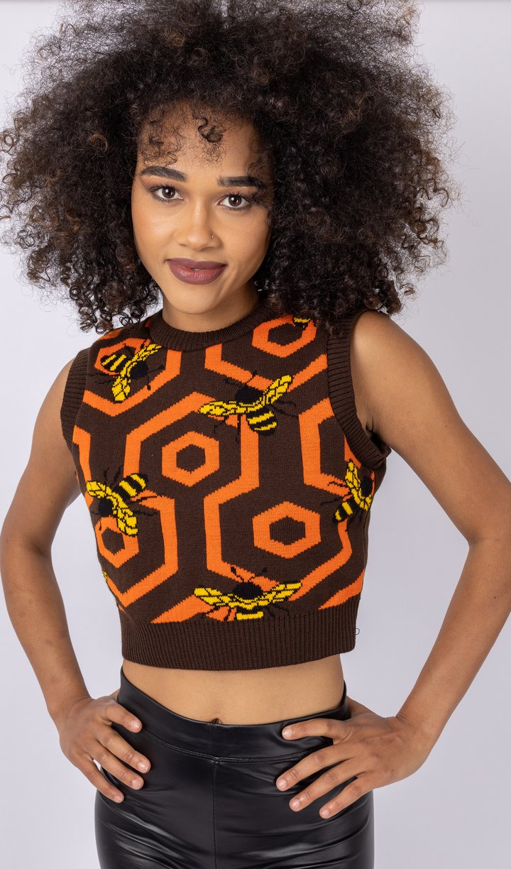 Honeycomb Bee Cropped Tank Top by Run and Fly