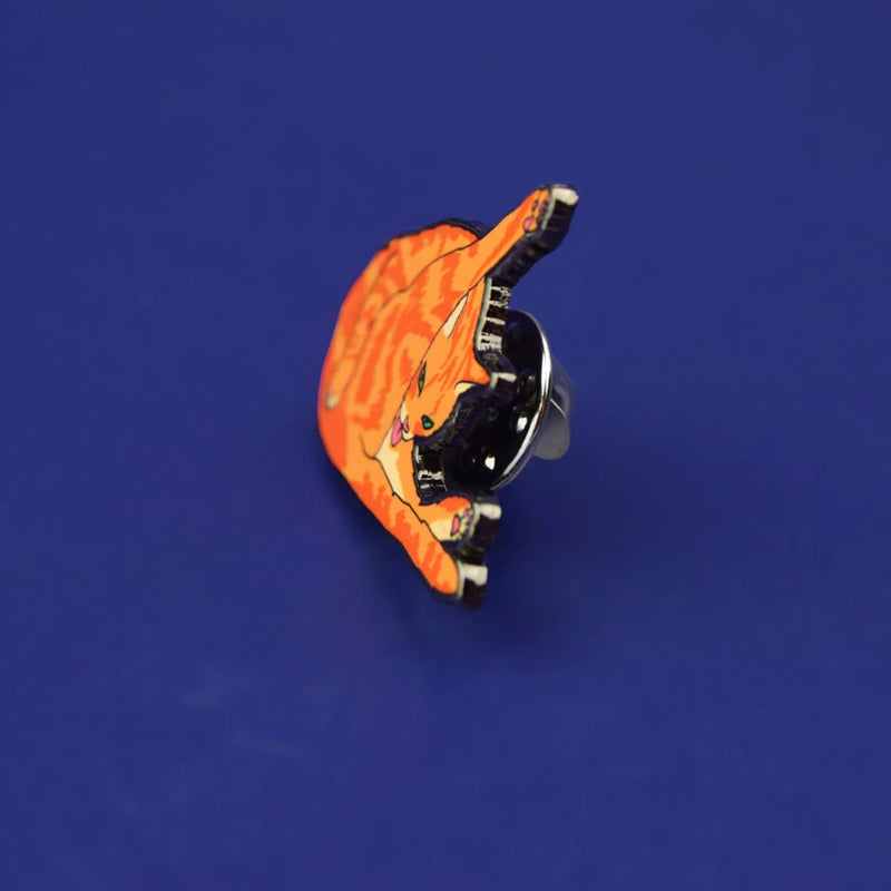 Cat Licking Butt Enamel Lapel Pin Badge