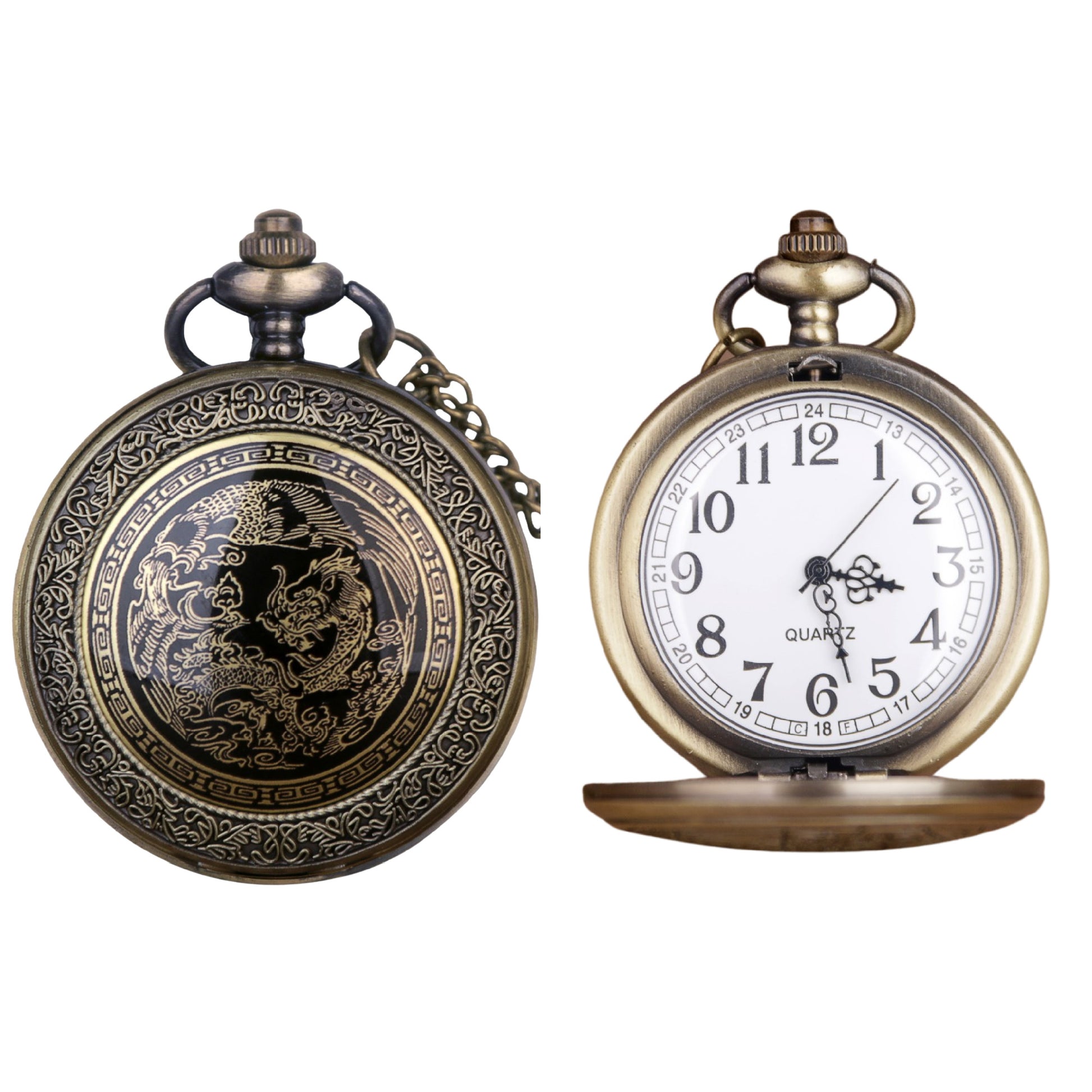 Chinese Dragon Quartz Pocket Watch