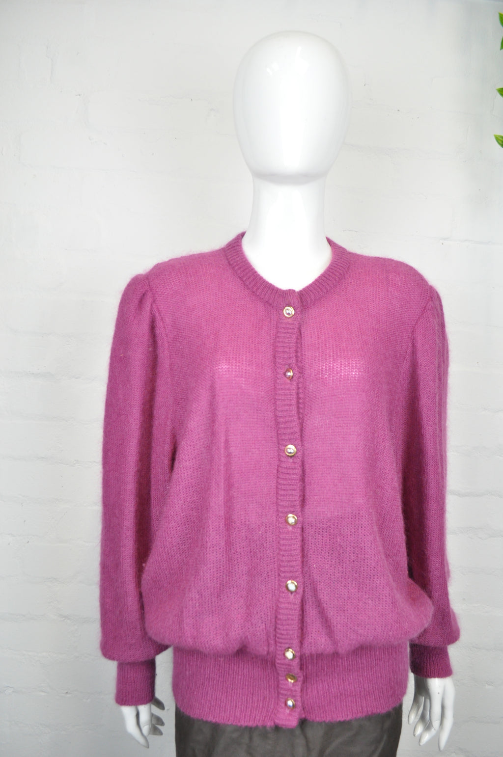 Vintage 80's Plum Mohair Cardigan L