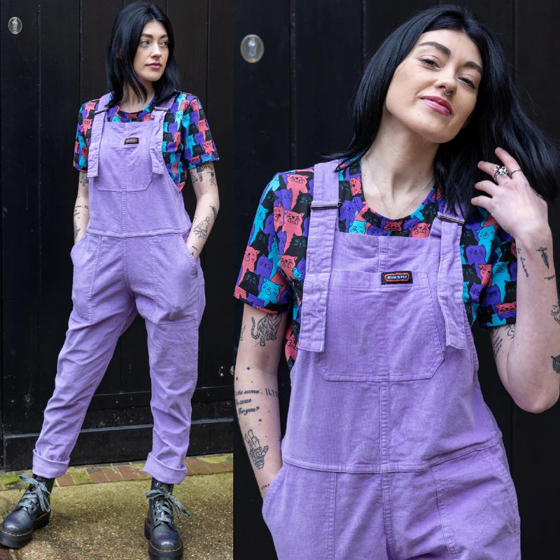 Lavender Stretch Corduroy Dungarees by Run and Fly
