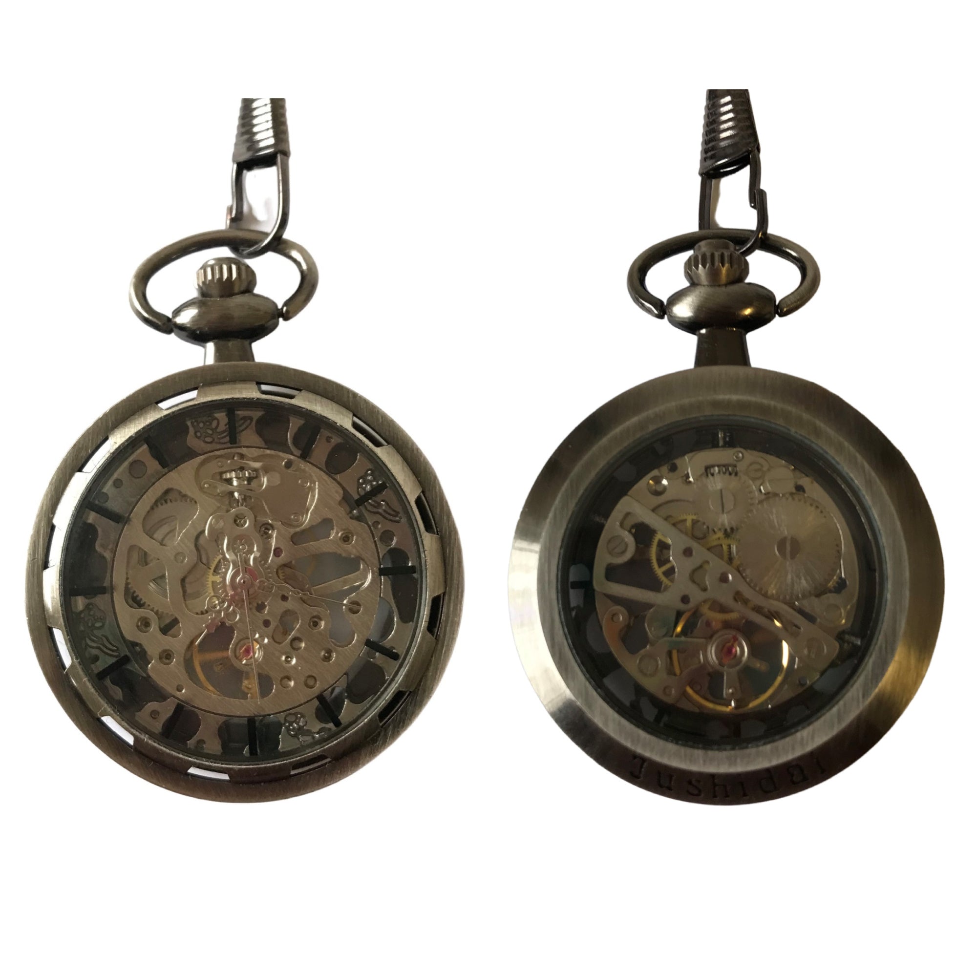 Grey Gear Cog Mechanical Hand Wind Skeleton Pocket/Fob Watch Victorian ...