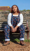 Shooting Stars Print Dungarees in Twill Cotton by Run and Fly