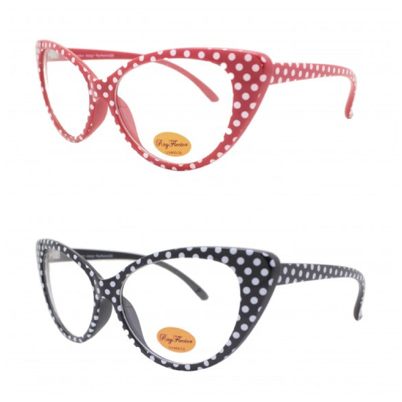 Polka Dot Cat Eye Clear Glasses