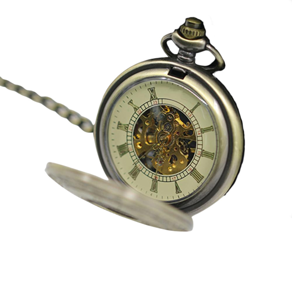 Roman Numerals Mechanical Hand Wind Pocket Watch