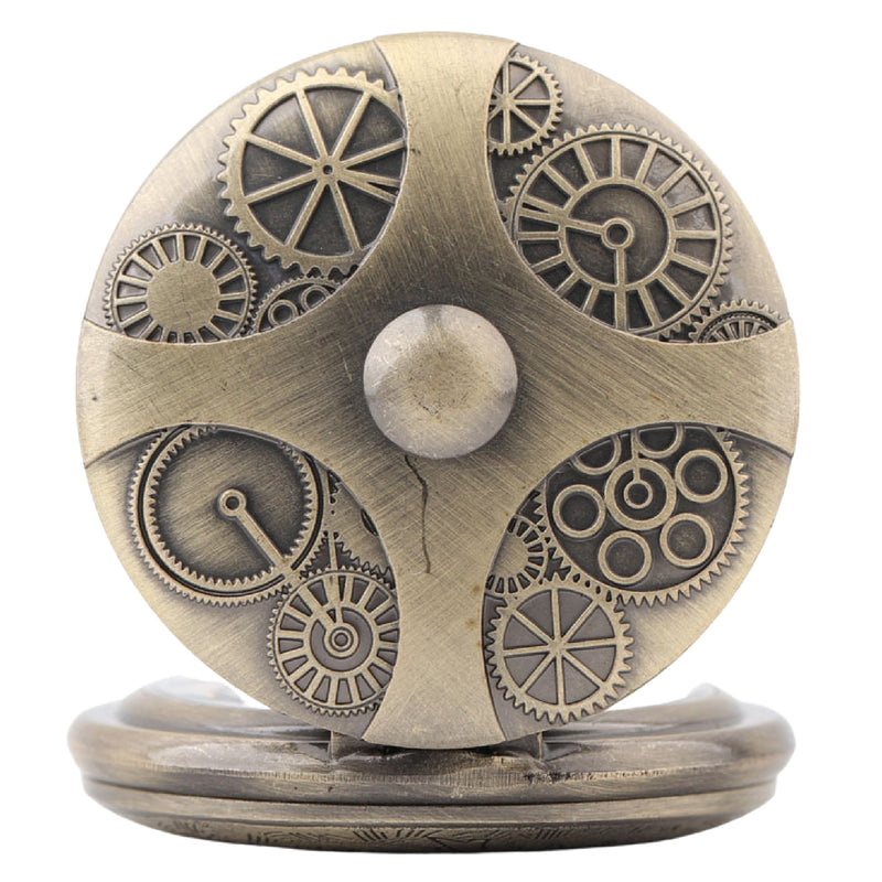Steampunk Cog Dials Quartz Pocket Watch
