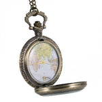 World Map Quartz Pocket Watch