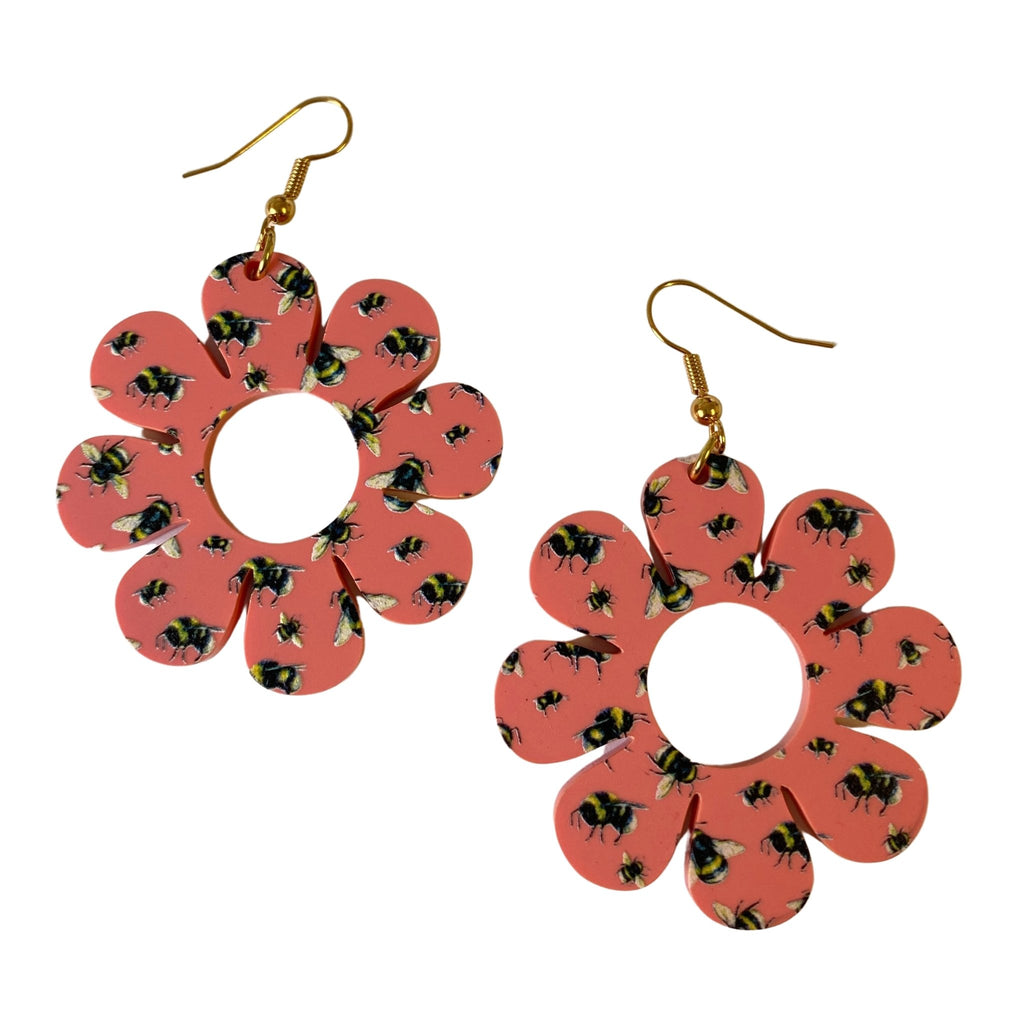 Acrylic Bee Flower Earrings by Love Boutique - Minimum Mouse