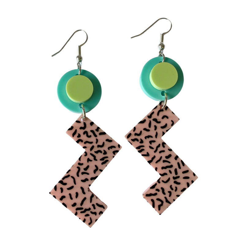 Acrylic Pink Zig Zag Earrings by Love Boutique - Minimum Mouse