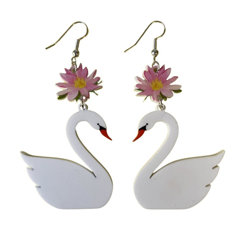 Acrylic Swan Earrings by Love Boutique - Minimum Mouse