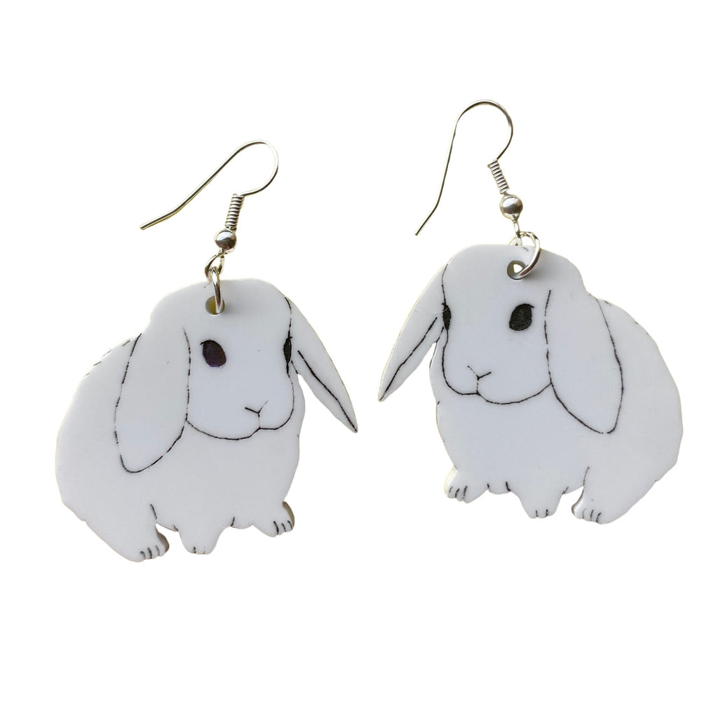Acrylic White Rabbit Earrings by Love Boutique - Minimum Mouse