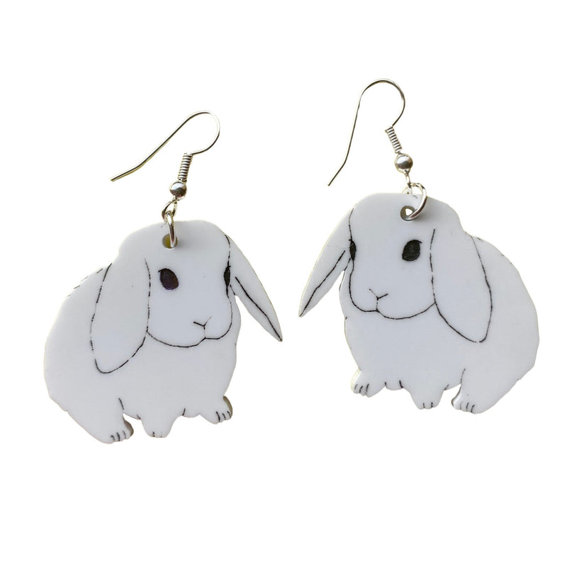 Acrylic White Rabbit Earrings by Love Boutique - Minimum Mouse