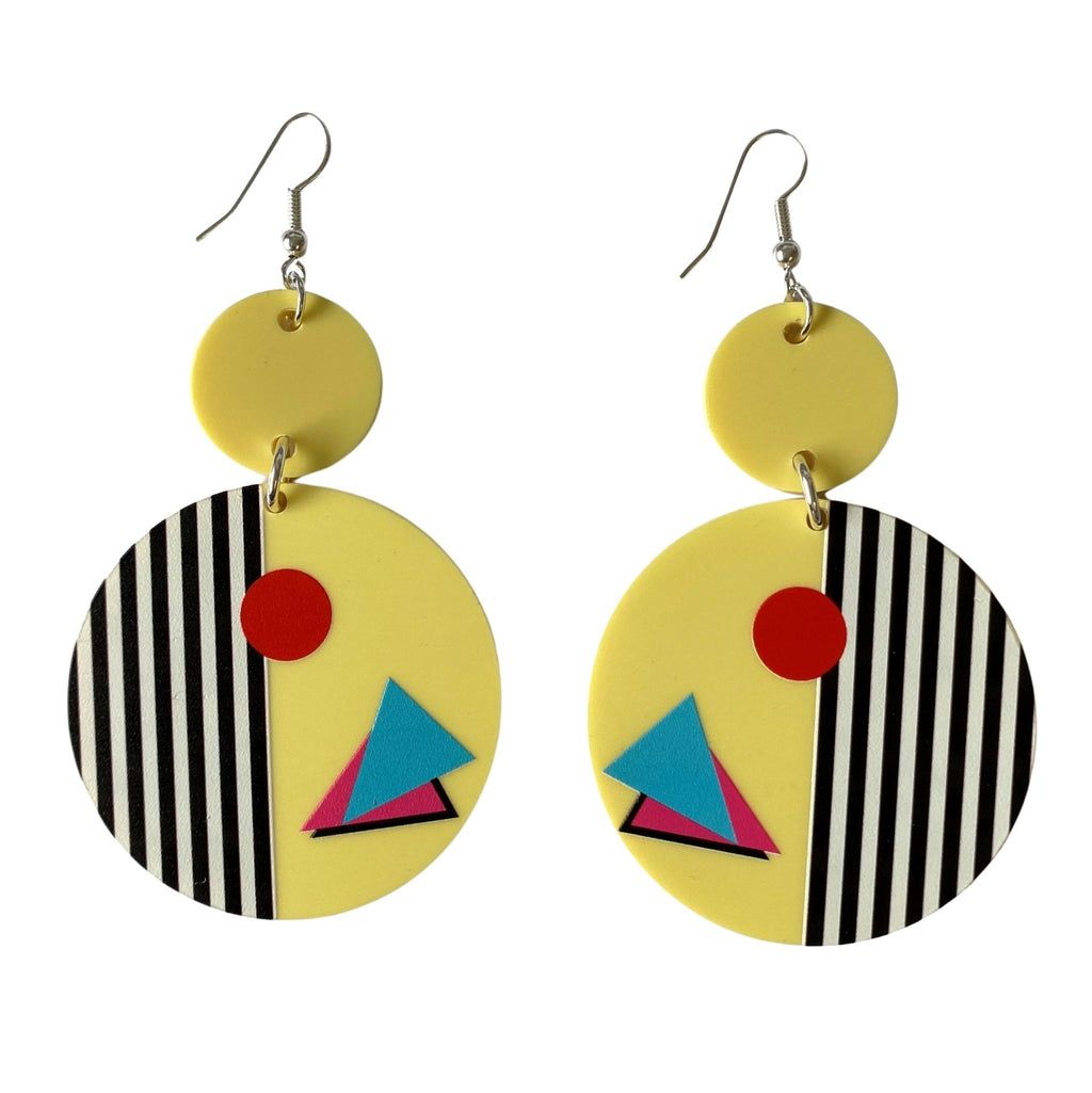 Acrylic Yellow Geometric Earrings by Love Boutique - Minimum Mouse