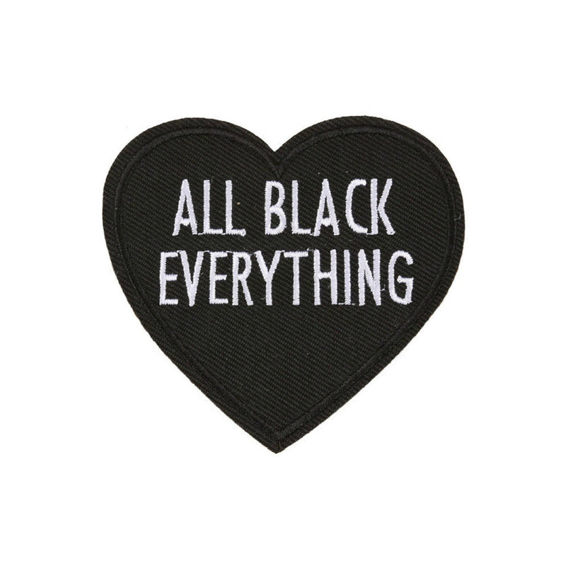 All Black Everything Heart Iron On Patch - Minimum Mouse