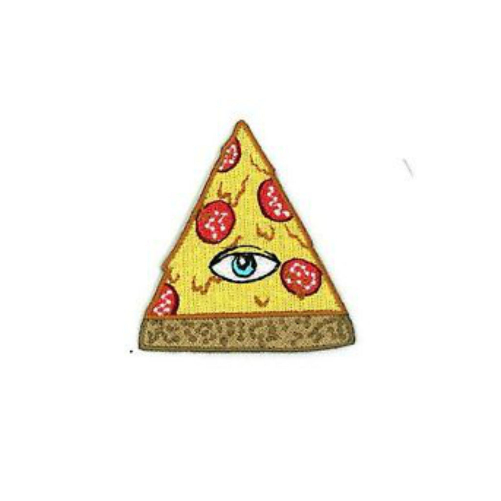 All Seeing Eye Pizza Slice Iron On Patch - Minimum Mouse