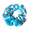 Aqua Jazzy Print Scrunchie - Made From Vintage Fabric - Minimum Mouse