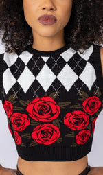 Argyle Roses Cropped Tank Top by Run and Fly - Minimum Mouse